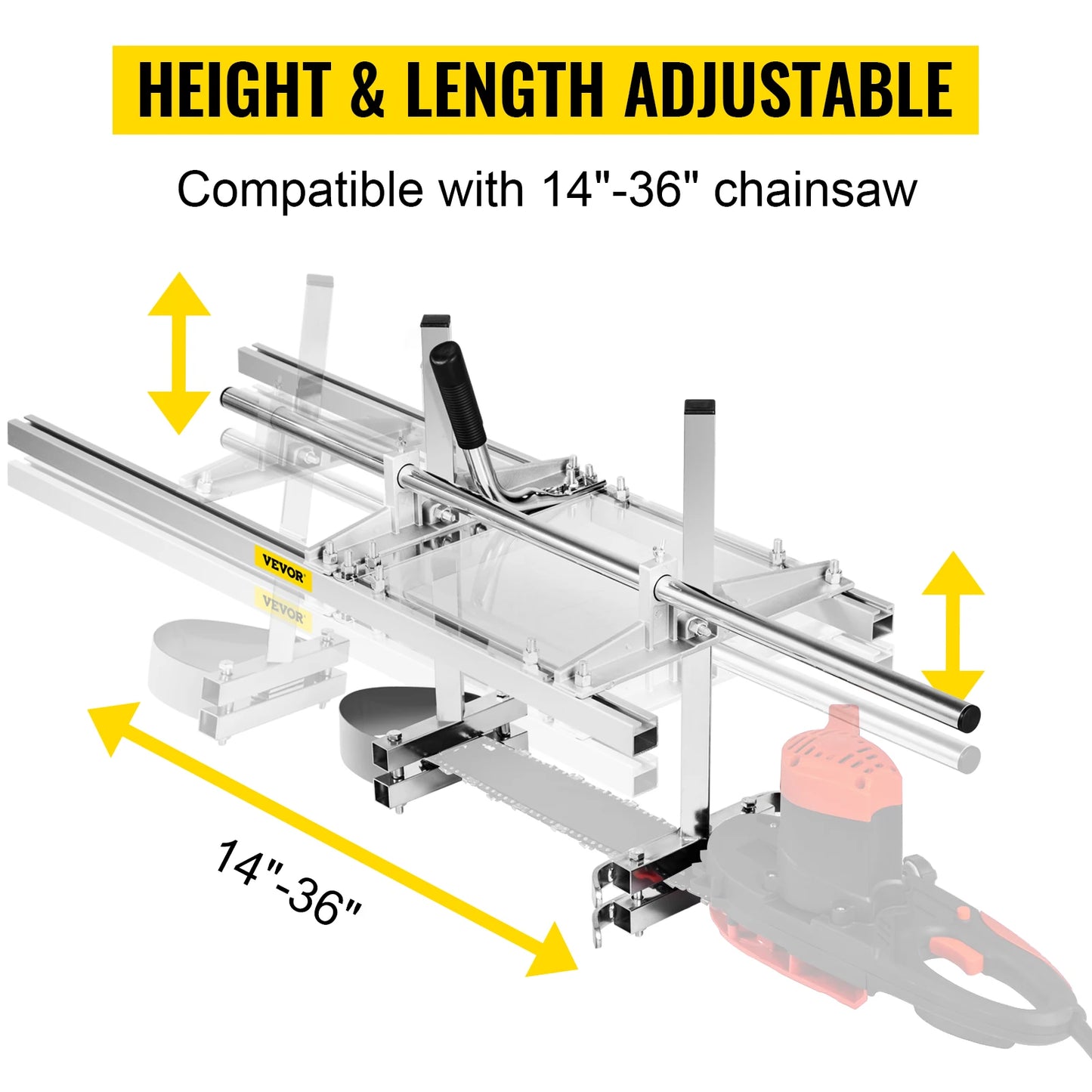 SucceBuy Chainsaw Mill Planking Milling 24 36 48 In Guide Bar Wood Lumber Cutting Portable Sawmill Aluminum Steel Chain Saw Mill