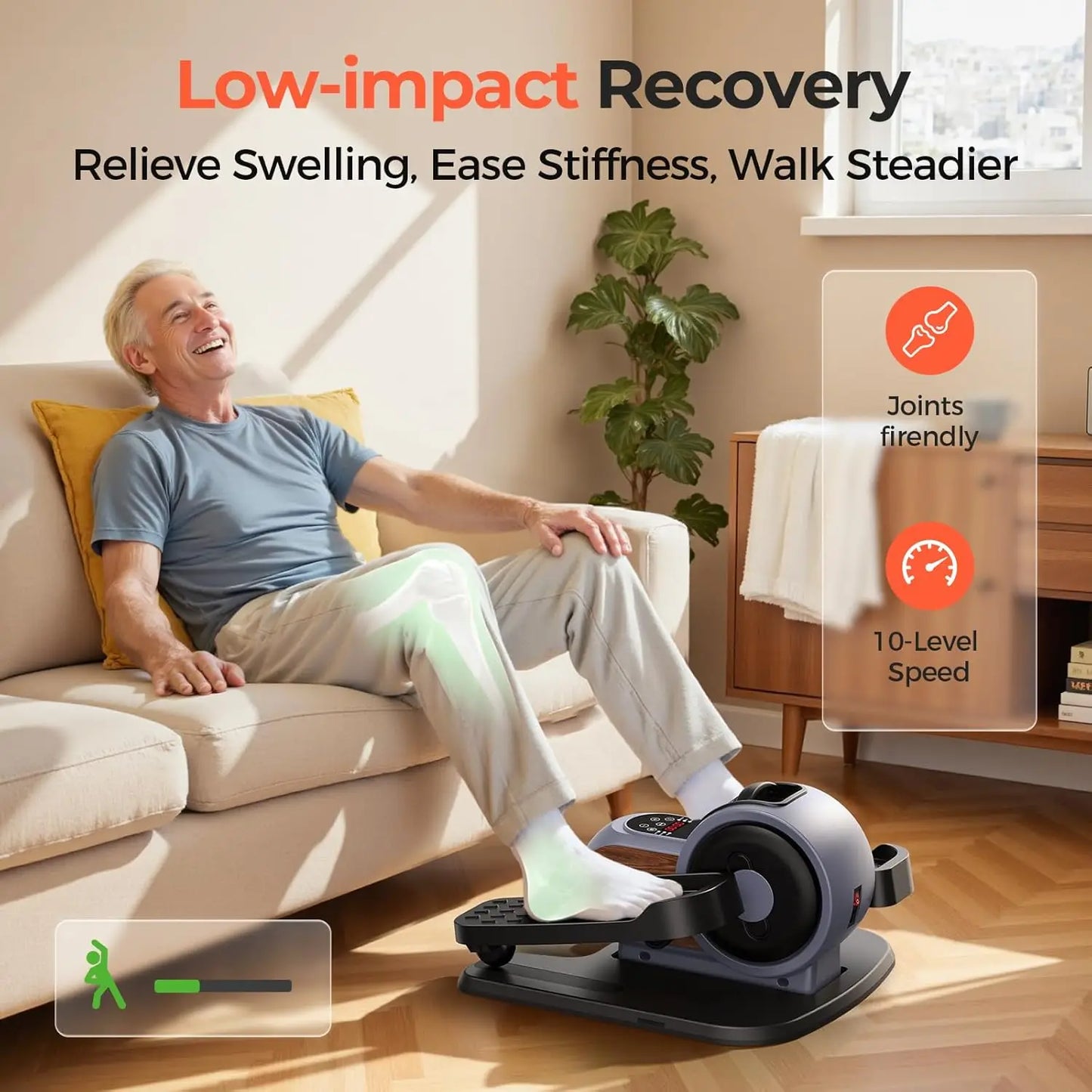 Under Desk Elliptical Exercise Machine, Electric Elliptical for Seniors with 10 Level Adjustable Resistance & Speeds