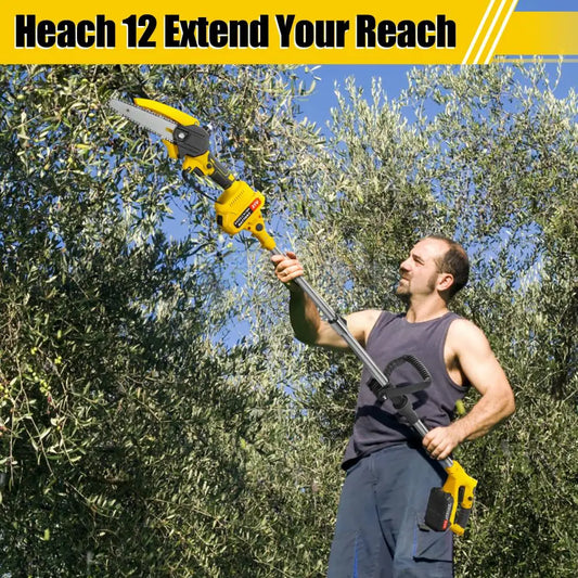 2 in 1 Cordless Pole Saw & Mini Chainsaw, 6-inch Brushless Electric Chain Saw, 5.9 Feet MAX Reach Pole Saw for Tree Pruning
