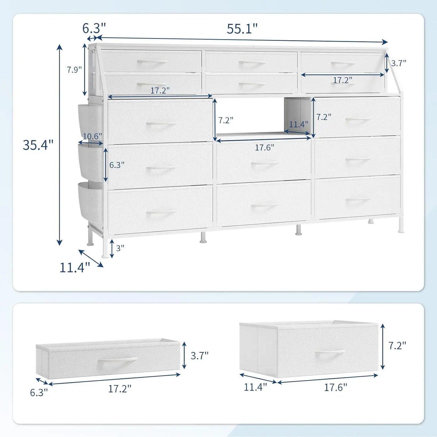 14 Drawer Dresser for Bedroom, Fabric Chest of Drawers with Wooden Top, Large Storage Cabinet with Metal Frame for Closet