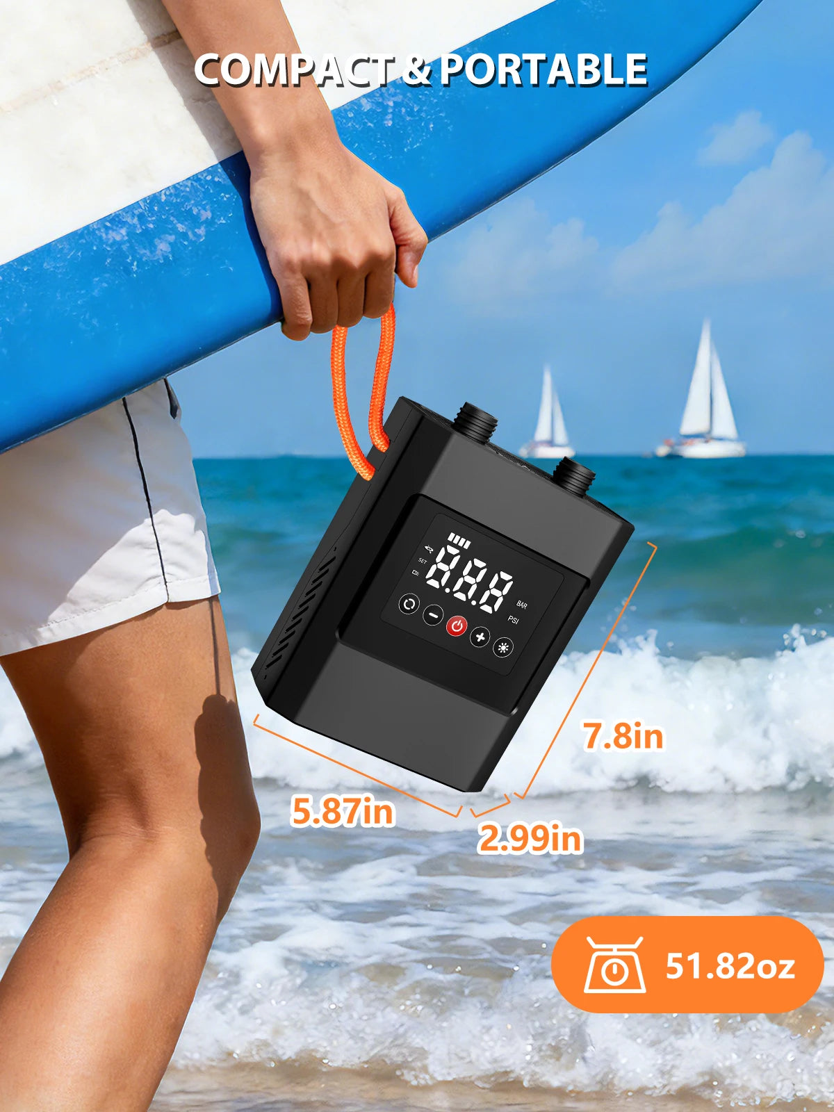 Electric Paddle Board Pump, 20PSI SUP pump for Paddleboard,Dual Stage Inflation&Deflation, Auto-Off and 12V DC connector for Sta