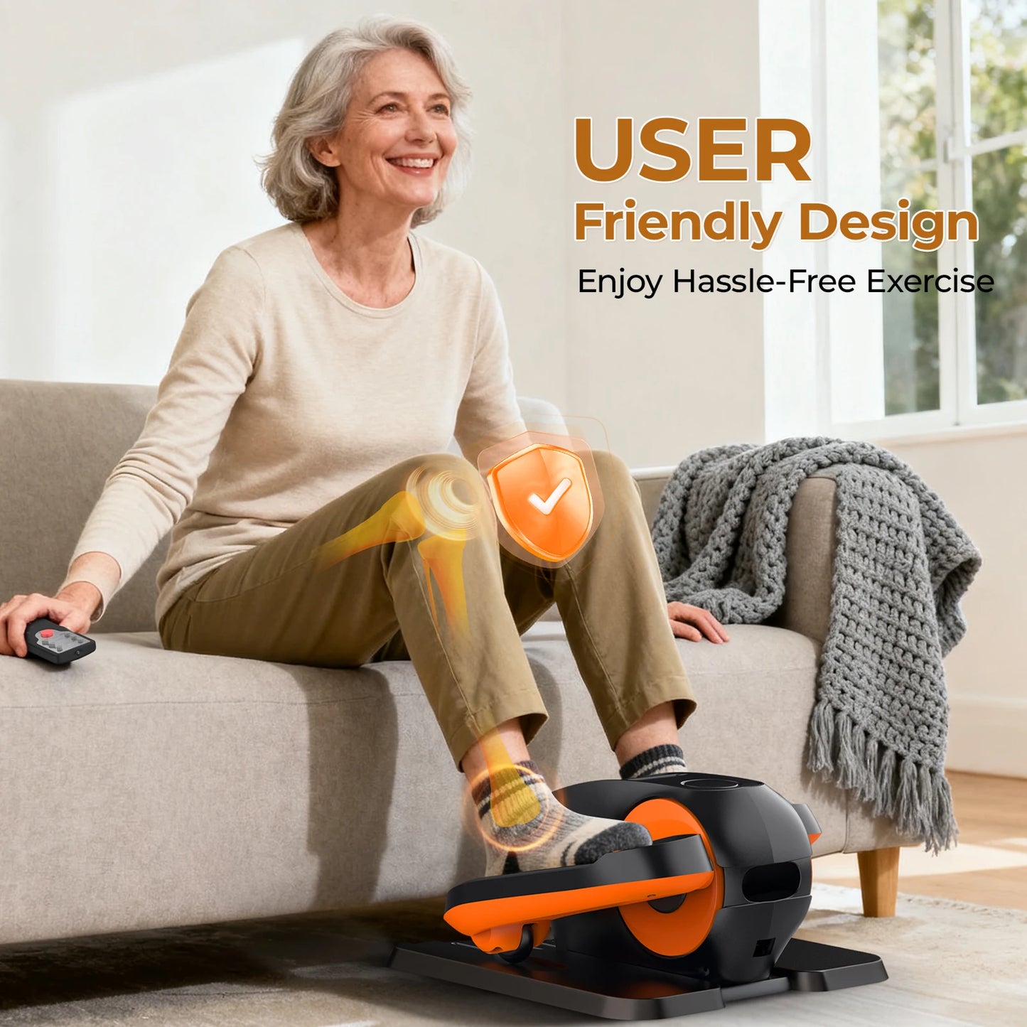 Under Desk Elliptical Machine, 3 Smart Modes 12 Adjustable Speed, Portable Quiet Seated Elliptical Leg Exerciser for Home Office