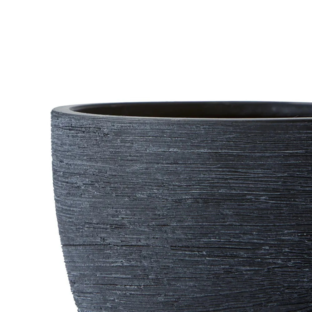 Textured Matte Ceramic Flower Plant Pot Black Indoor Outdoor Garden Decor Planter