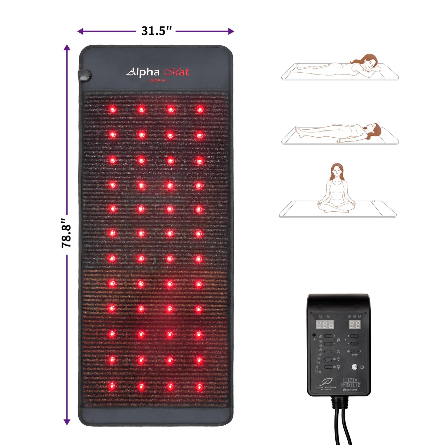 Luxuryade A8000 Photon Red Light Therapy Mat Body PEMF Massage Jade Infrared Heating Bio Amethyst Massage Mattress