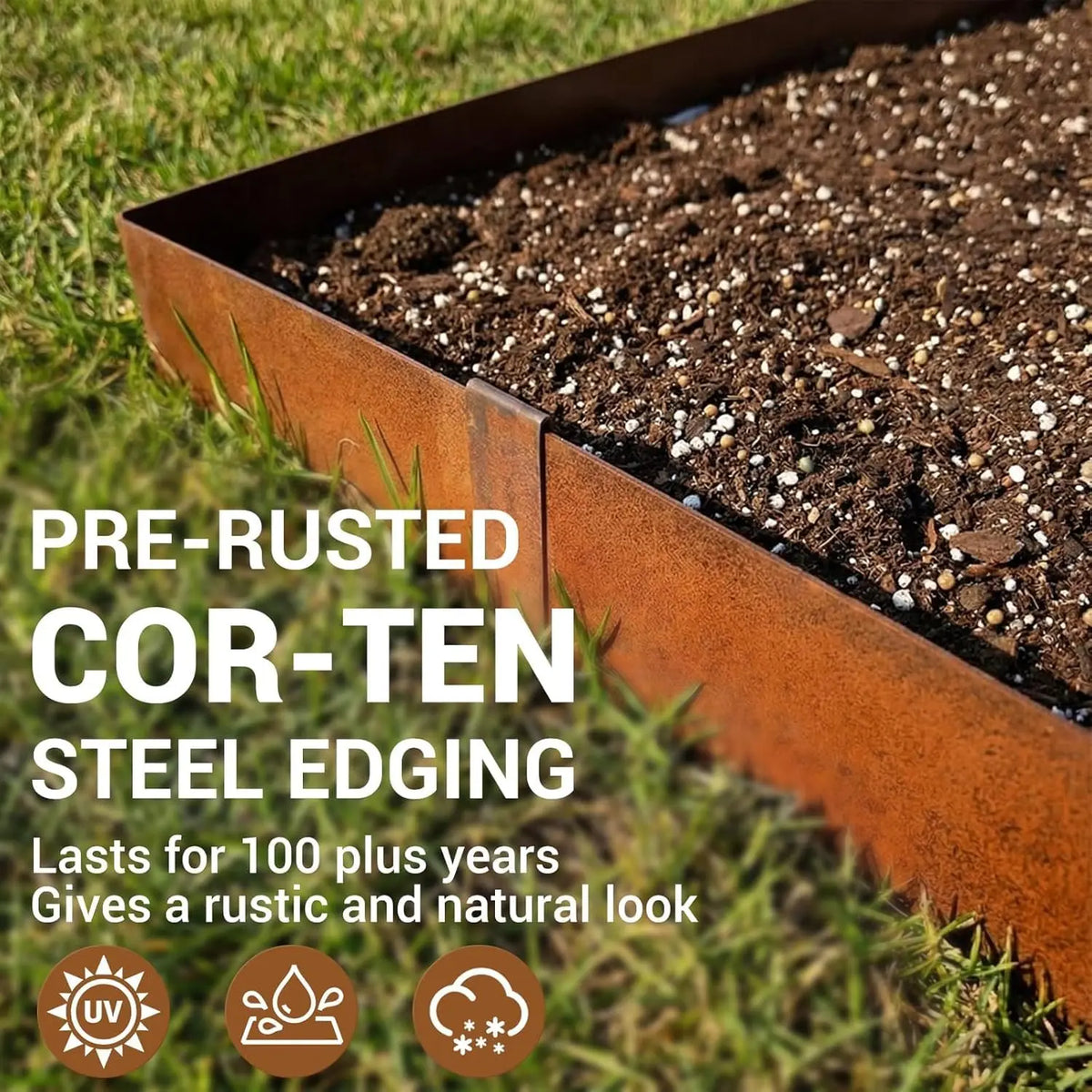 40" x 6" Galvanized Steel Landscape Edging, Heavy Duty Metal Garden Edging with Stakes, Bendable Hammer-in Lawn Edging Border for Flower Beds,Yards, Pathways, Landscaping – Weatherproof & Rust Resistant
