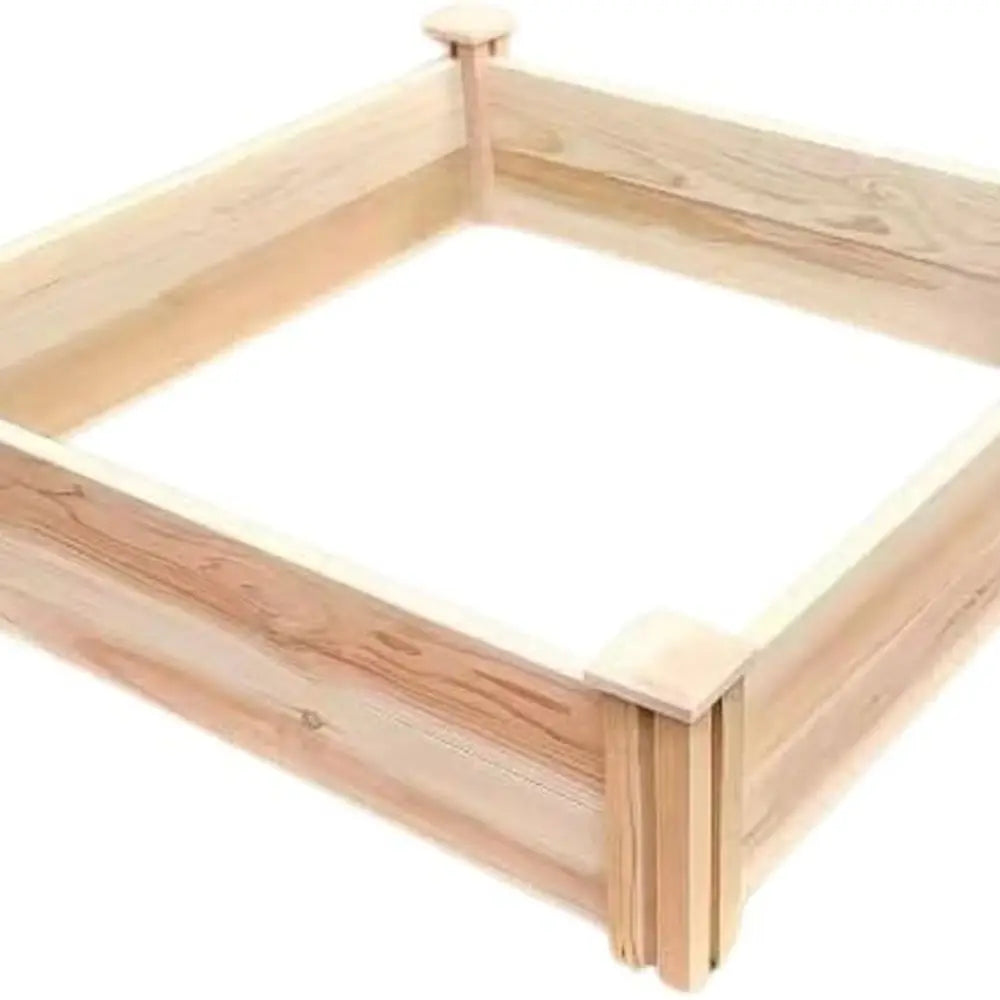 Elevated Wooden Garden Box, 4x4ft, 12in Tall, with Drainage, Durable