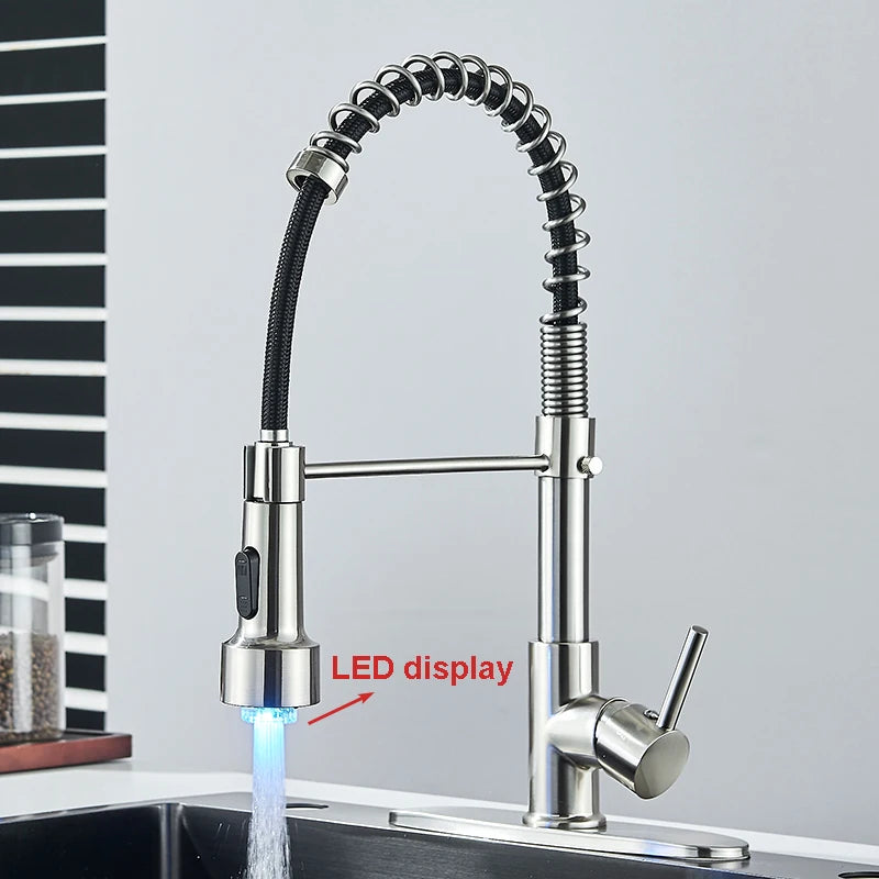 Shinesia Black Kitchen Faucet Stainless Steel Mixer Tap 360 Degree Rotation Stream Sprayer Nozzle Kitchen Sink Hot Cold Taps