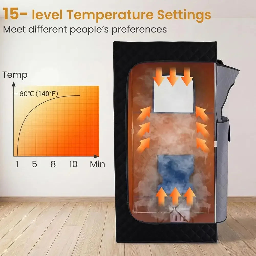Portable Home Steam Sauna Tent with 1200W Heater, Adjustable Temp, Remote, 99-Min Timer, 35x35x71
