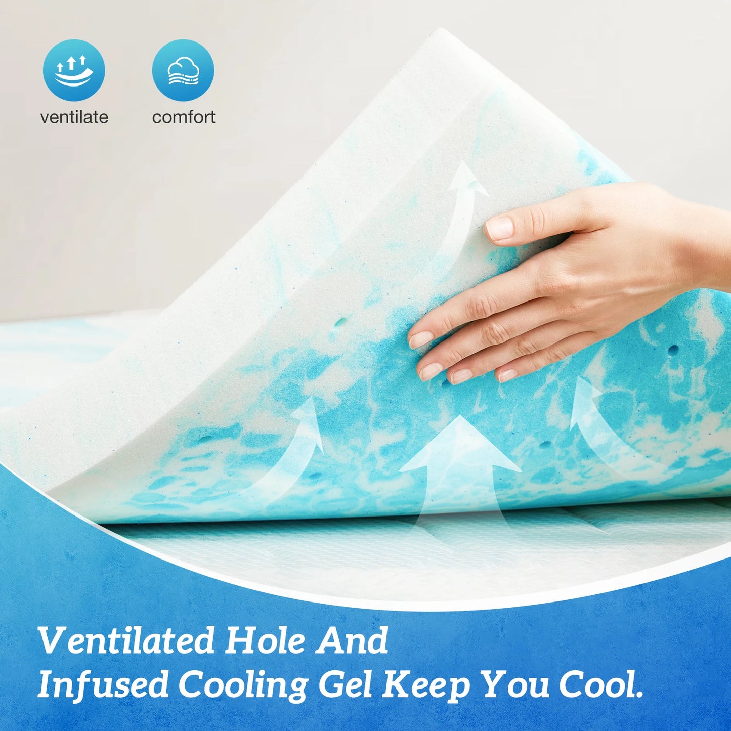 MCQ 2 Inch Soft Bed Mattress Full Size Memory Foam Gel Breathable Cooling Mattress Soft Bed Topper Home Bedroom Furniture