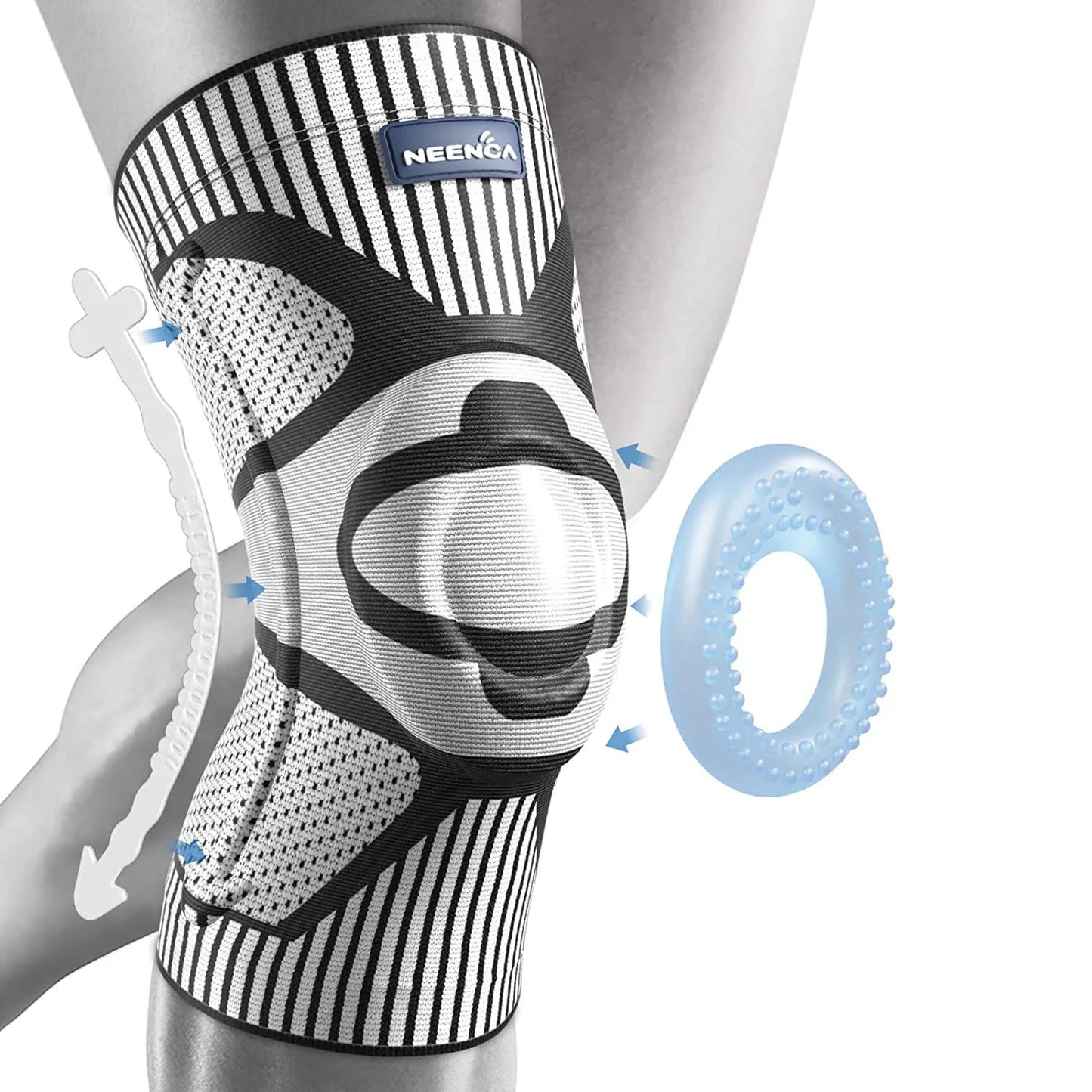 NEENCA Knee Brace Support with Side Stabilizers Patella Gel Knee Compression Sleeve for Knee Pain Meniscus Tear Injury Recovery
