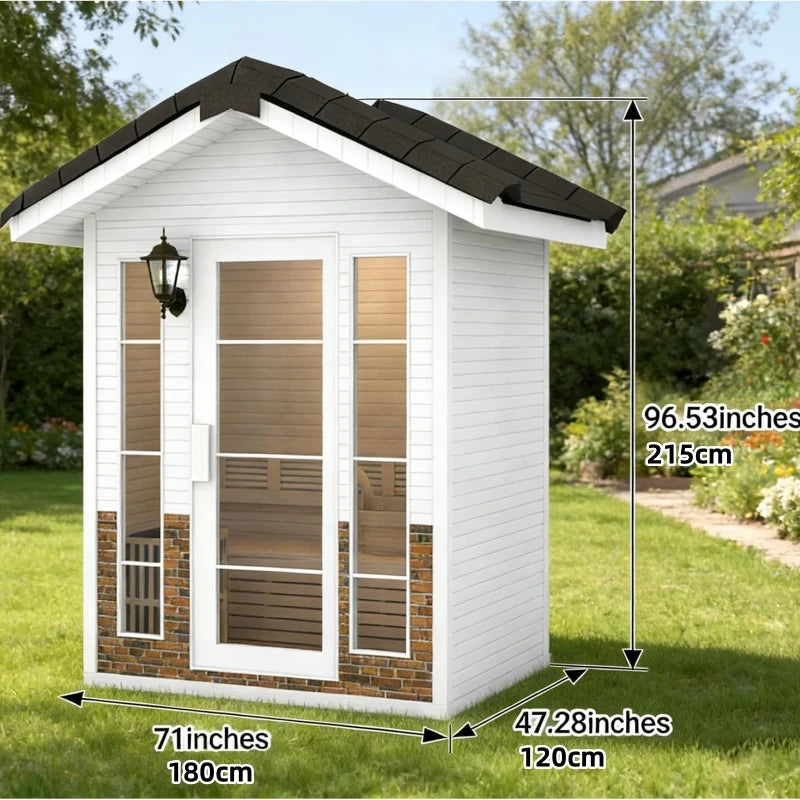Factory Customized Outdoor Wood Sauna 3-4 Person Sauna Room with Roof Traditional Home Wooden Saunas Spa with 6kW Harvia Heater﻿
