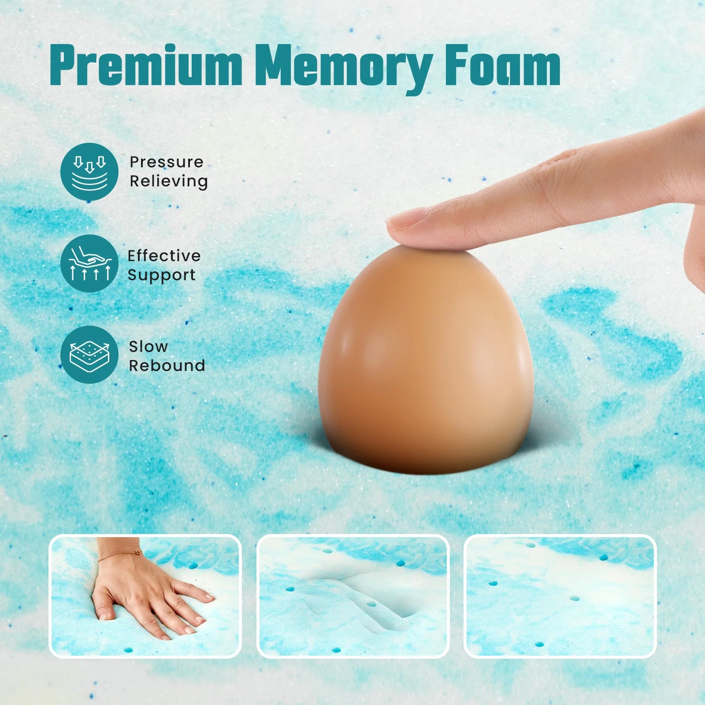 MCQ 4 Inch Memory Foam Soft Bed Mattress Full Size Gel Breathable Cooling Mattress Soft Bed Topper Home Bedroom Furniture