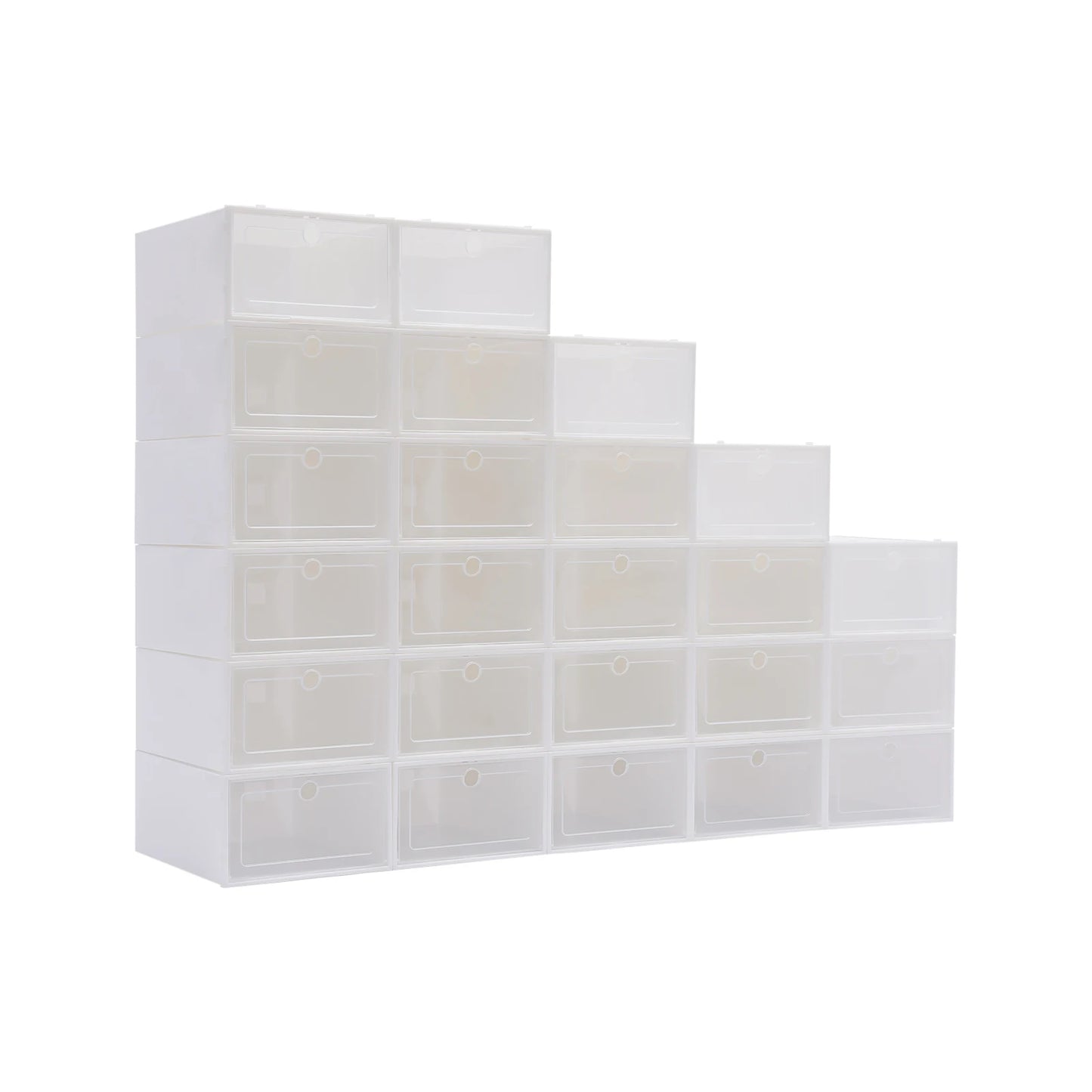 24pcs/set Transparent Plastic Shoe Case Large Thickened Shoe Box Stackable Organizer Drawer Shoe Rack White