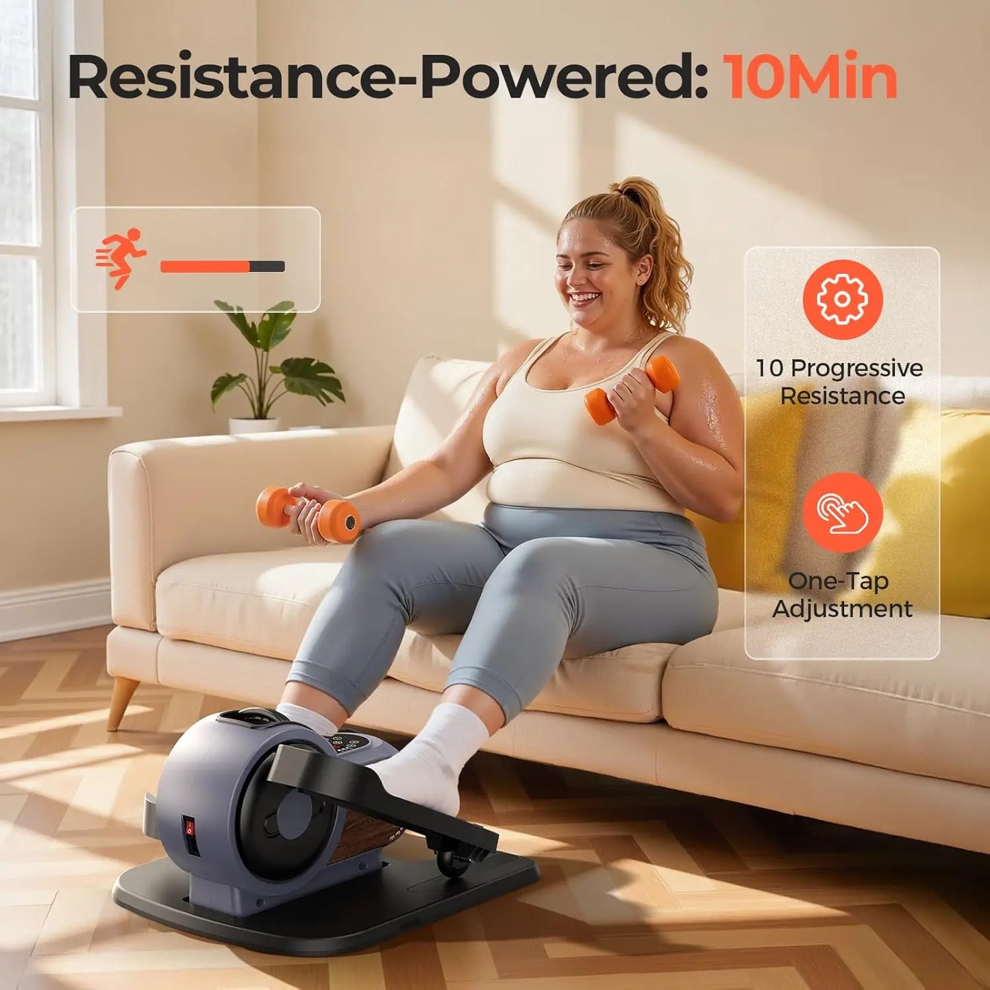 Under Desk Elliptical Exercise Machine, Electric Elliptical for Seniors with 10 Level Adjustable Resistance & Speeds