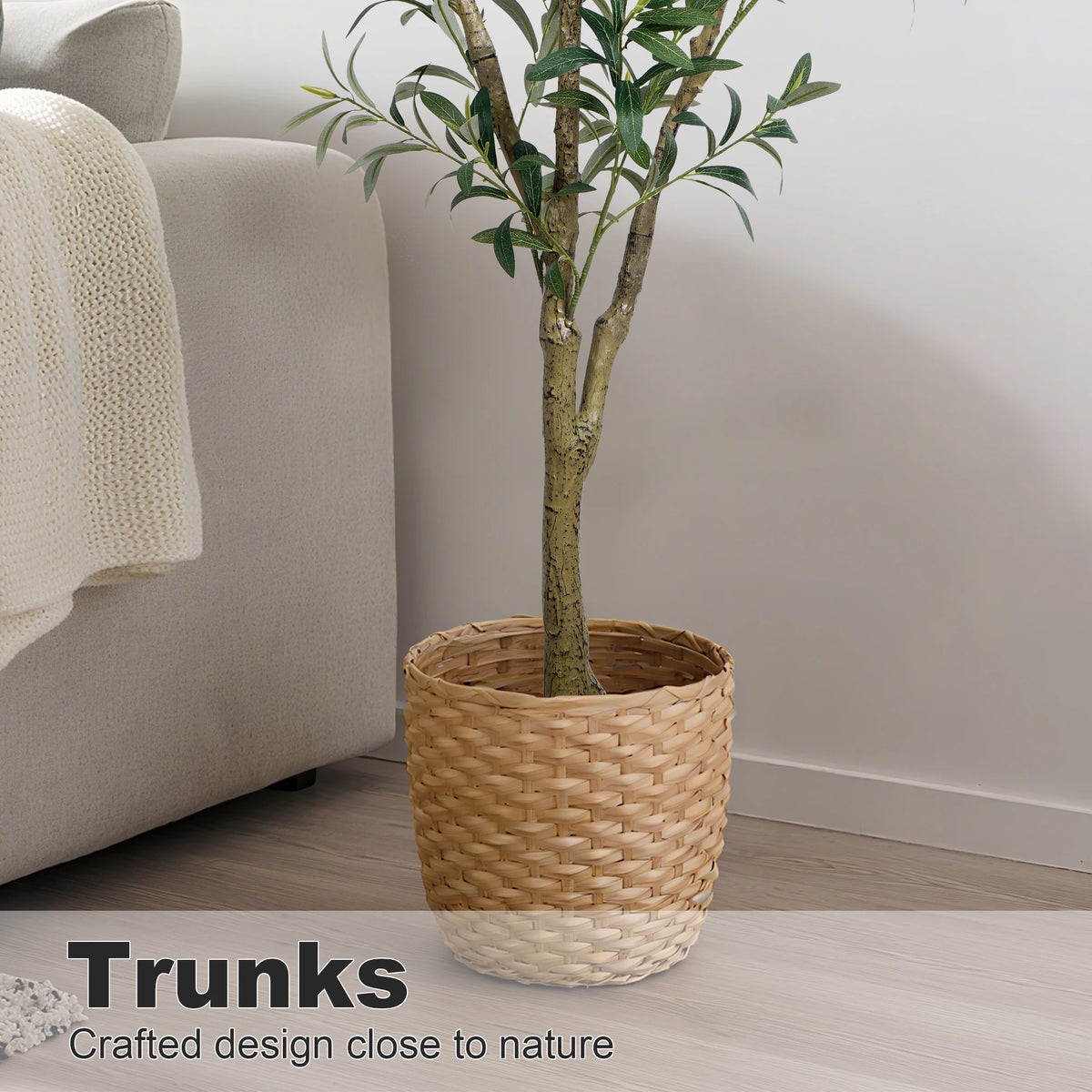 Olive Trees Artificial Indoor, 5.25/6.10/7.10FT Tall Faux Olive Tree with Black Pot, Artificial Plants with Natural Wood Trunk and Lifelike Fruits for Home Office Decor
