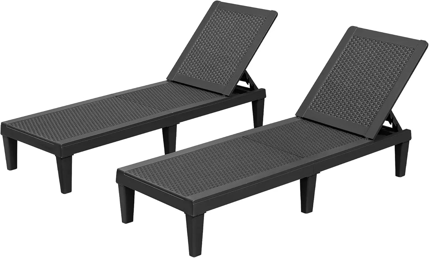 Homall Outdoor Lounge Chairs Set of 2, Quick Assembly & Waterproof Patio Chaise Lounge with Adjustable Backrest for Poolside