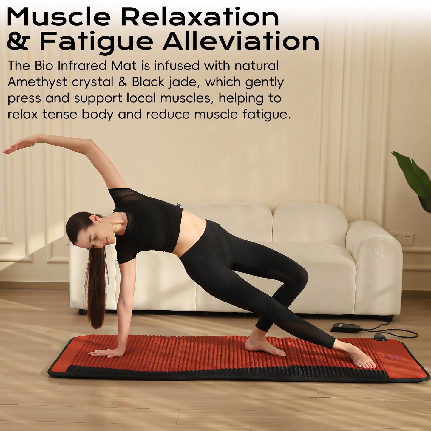 Luxuryade D190 Pemf  Amethyst Mat Far Infrared Bio Therapy Heating Tourmaline Crystal Body Massage Mattress