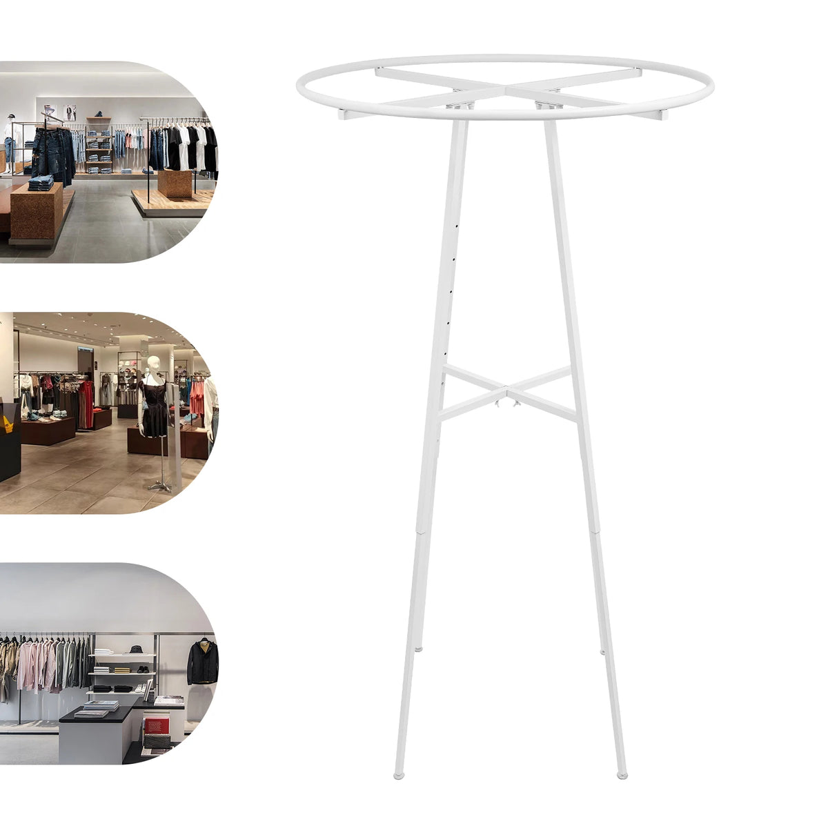 360° 4-6ft Round Clothing Rack  Display Floor Standing Steel Rustproof Garment Hanger Organizer for Bedroom Retail Store Boutique Laundromat Studio Home Entryway Coat Stand