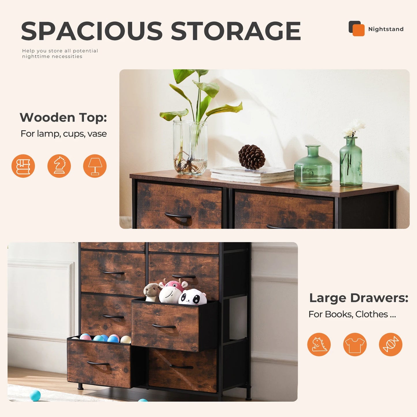 MCQ Fabric 8 Drawers Cabinet For Living Room Beside Nightstand Dresser Tables Storage Closet Chest Clothes Display Furniture