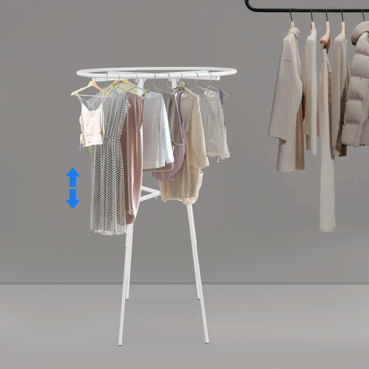 360° 4-6ft Round Clothing Rack  Display Floor Standing Steel Rustproof Garment Hanger Organizer for Bedroom Retail Store Boutique Laundromat Studio Home Entryway Coat Stand
