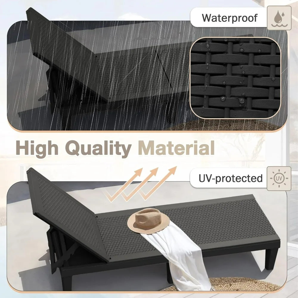Homall Outdoor Lounge Chairs Set of 2, Quick Assembly & Waterproof Patio Chaise Lounge with Adjustable Backrest for Poolside