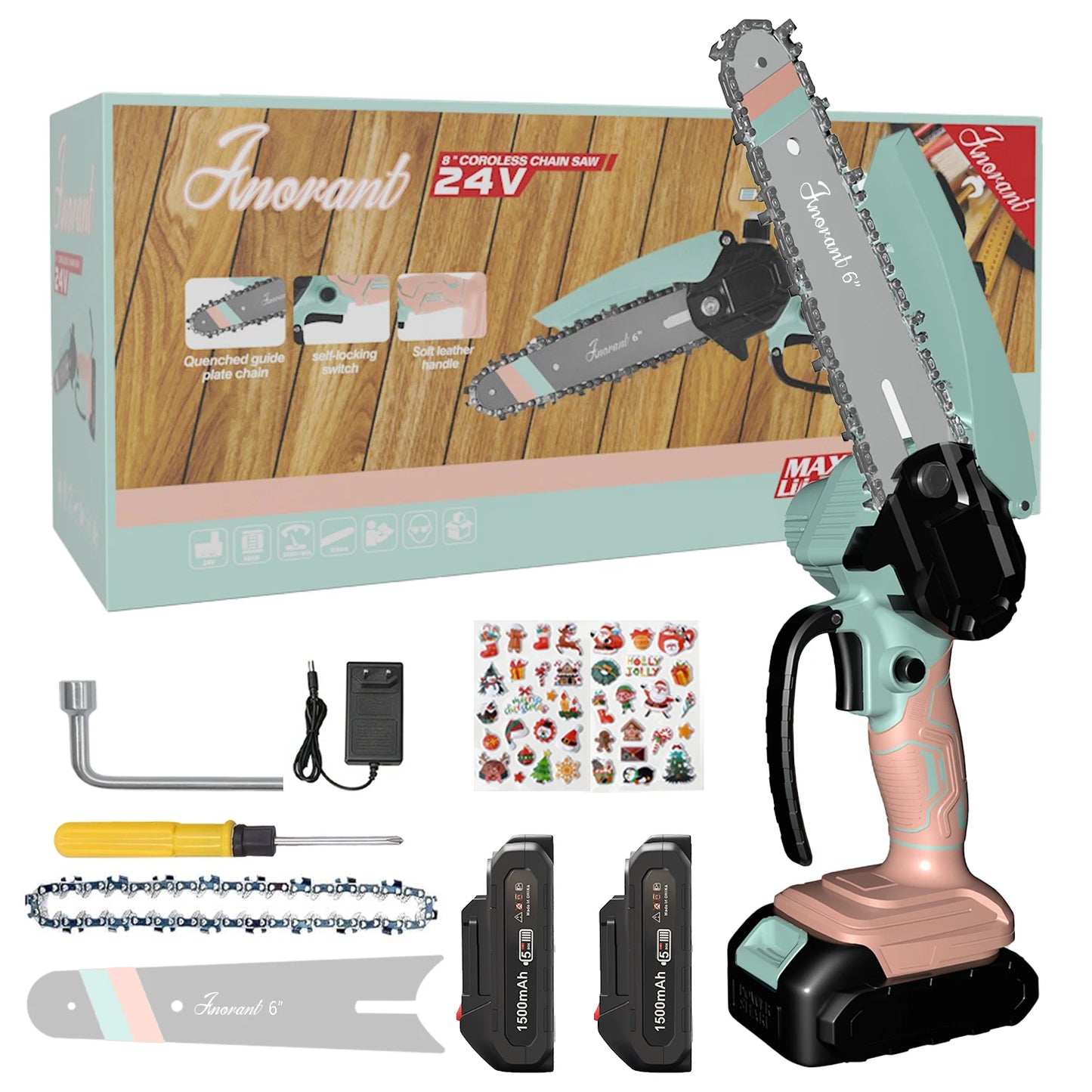 Mini Chainsaw Cordless Electric Chain Saws with 2 Batteries Powered, Super Handheld Portable Saws For Tree Cutting and Courtyard