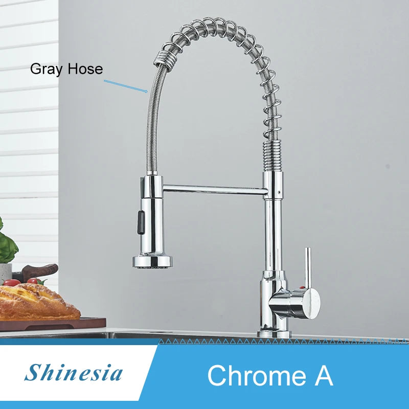 Shinesia Black Kitchen Faucet Stainless Steel Mixer Tap 360 Degree Rotation Stream Sprayer Nozzle Kitchen Sink Hot Cold Taps
