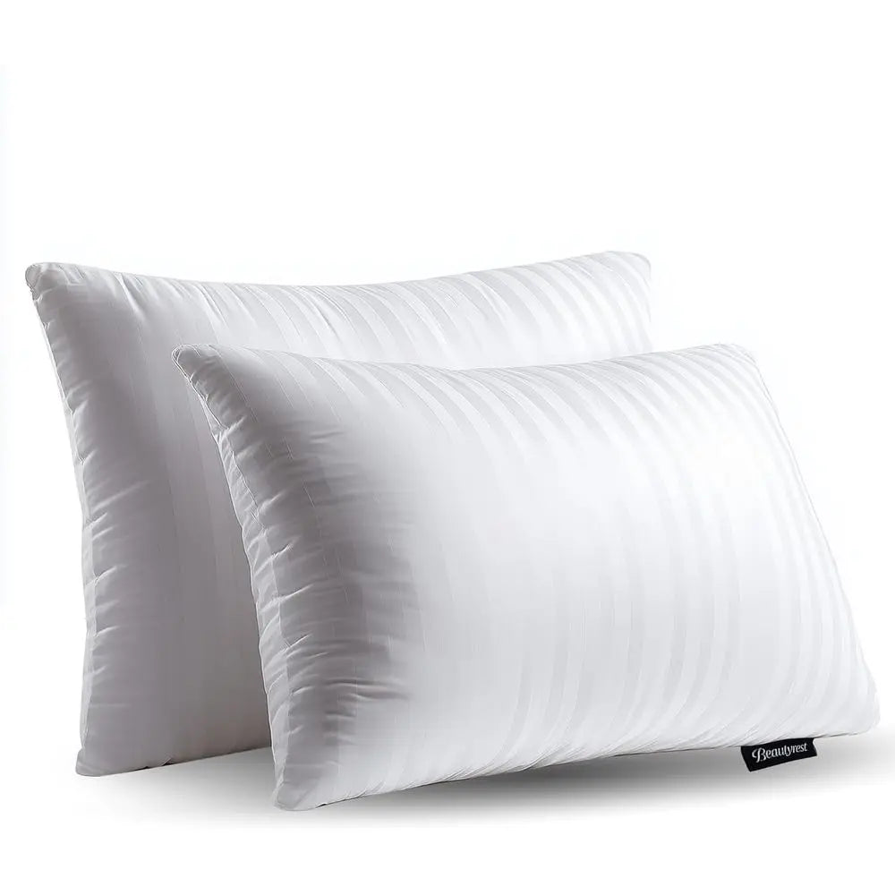 Elegant Goose Feather Pillows, 500 Thread Count, 20x28 Inches, Queen Size (2-Pack), Ideal for Side and Back Sleepers