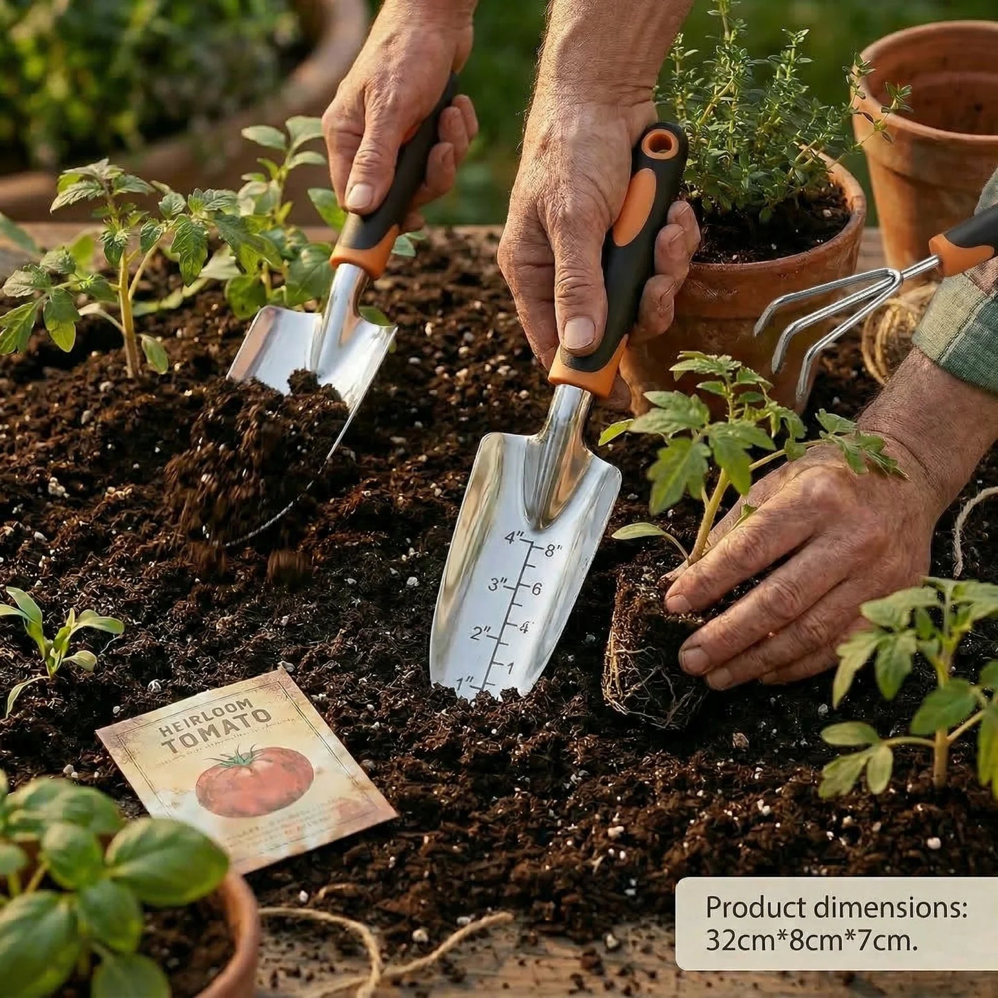 Precise Control Gardening Tools Set - 3-Piece Magnesium-aluminum alloy Hand Trowel, Ergonomic Handles for Weeding & Planting