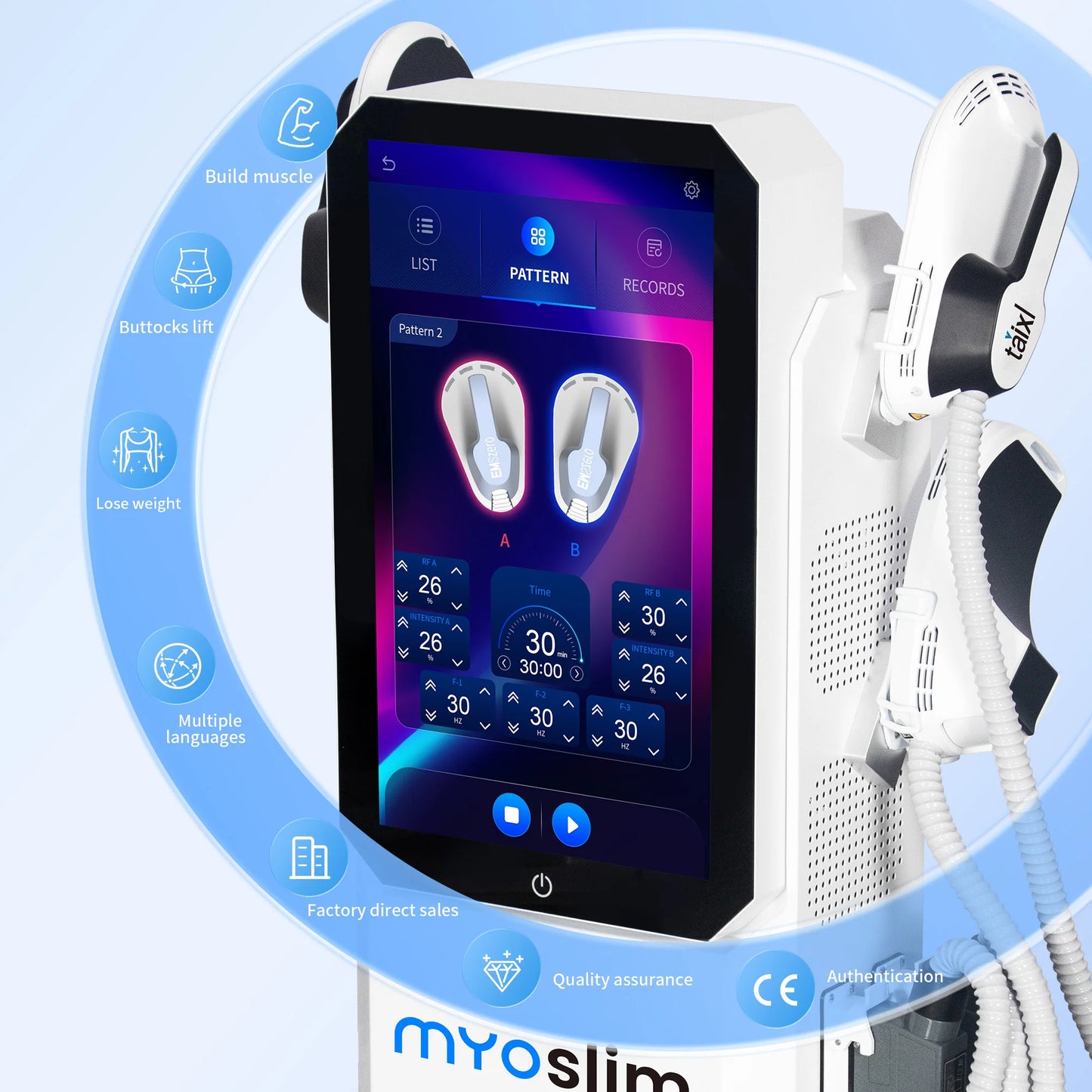 MYoslim 6500W 15Tesla Fat Removal Contouring Muscle Electric Stimulation Ems Body Sculpt Slimming Muslim Sets Machine