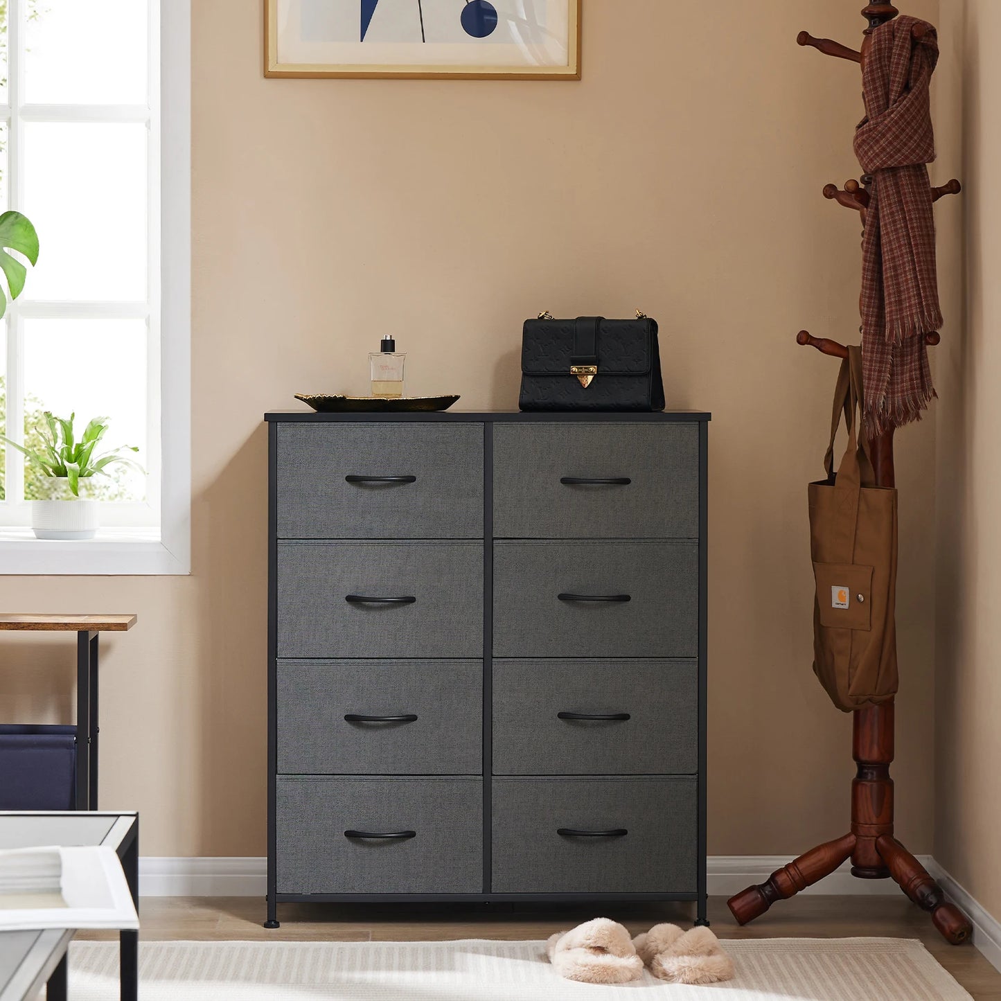 MCQ Fabric 8 Drawers Cabinet For Living Room Beside Nightstand Dresser Tables Storage Closet Chest Clothes Display Furniture