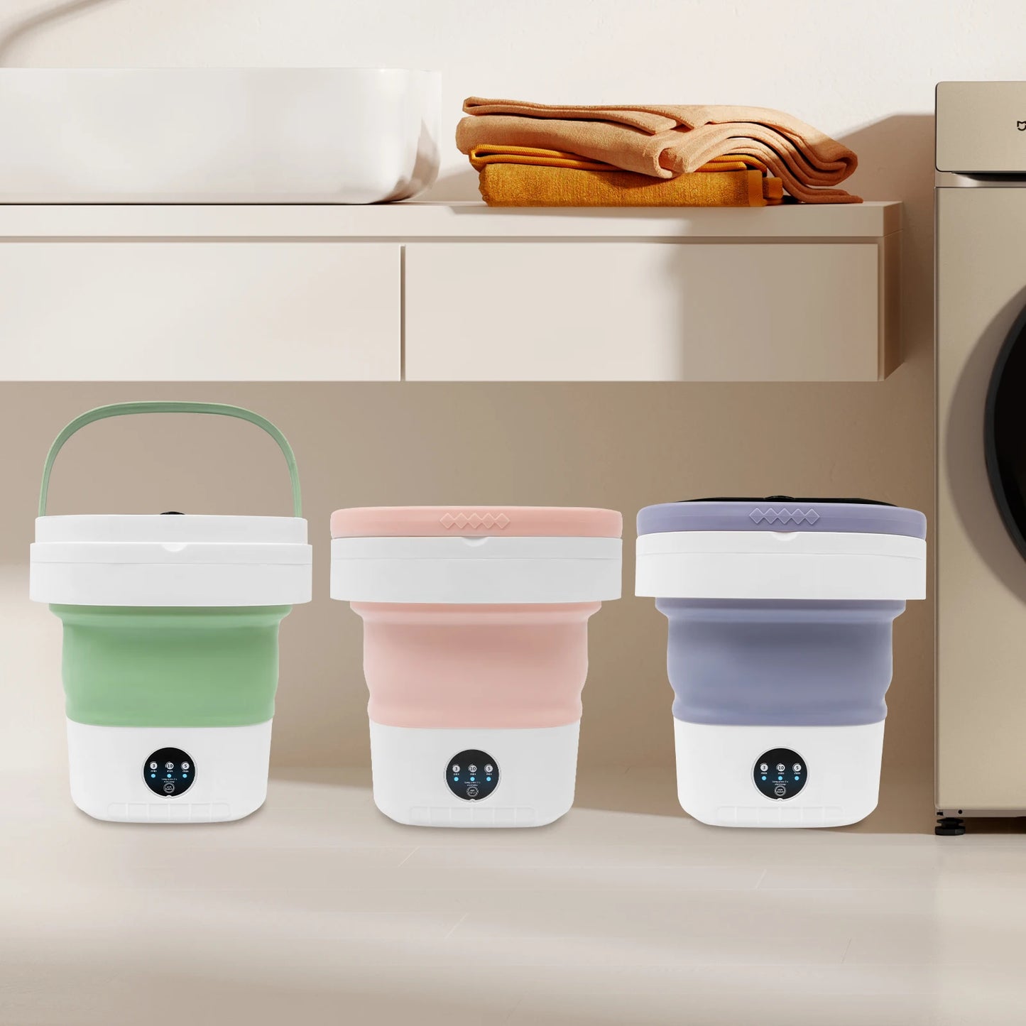 Mini Foldable Washing Machine 12L Capacity Pure Copper Motor 3 Washing Modes Easy To Move for Baby Clothes Underwear