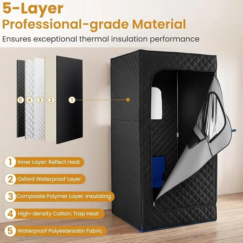 Portable Home Steam Sauna Tent with 1200W Heater, Adjustable Temp, Remote, 99-Min Timer, 35x35x71