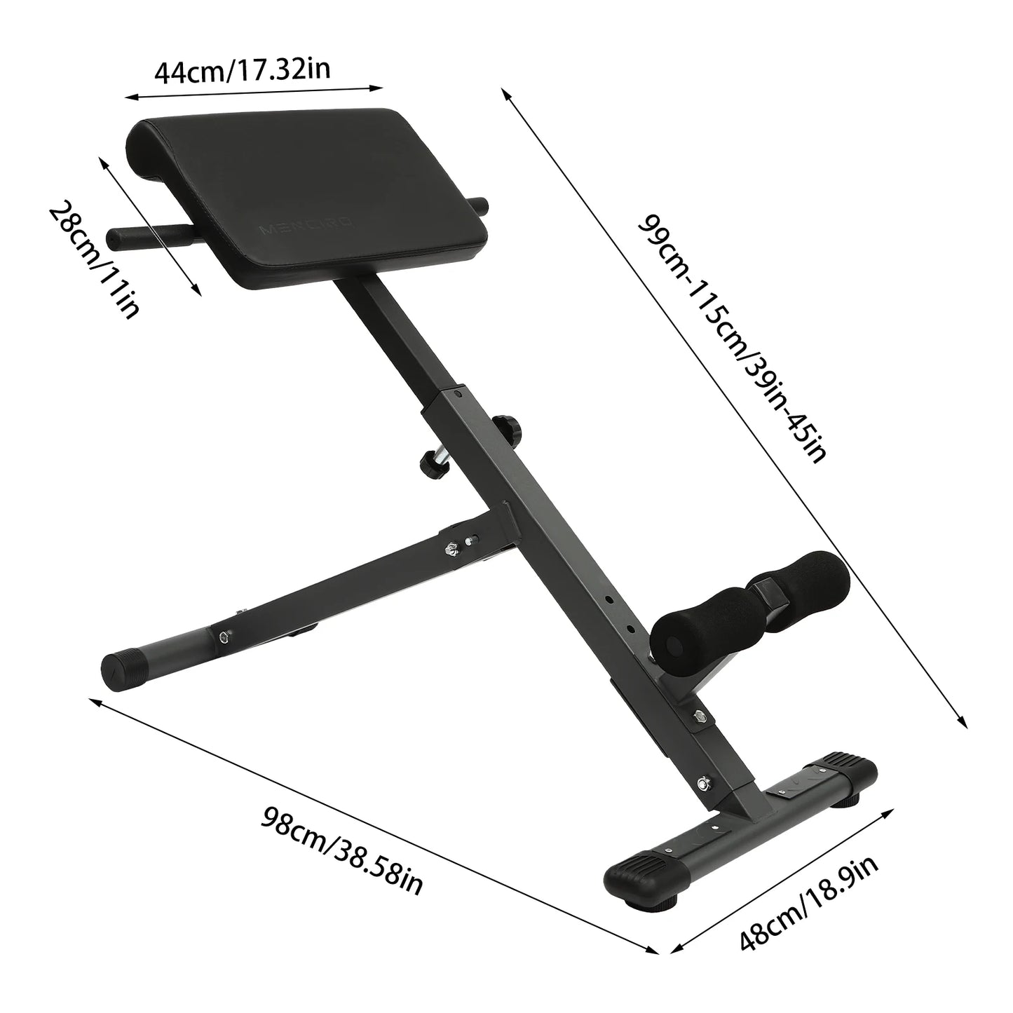 Black / White Roman Chair, Foldable Dumbbell Stool Fitness, Training Bench, 5-Position Adjustable, Steel 330lbs Load, PU Ab Pad, Foam Leg Support, Powder-Coated, Easy Assembly, Anti-Slip Feet, Core Back Ab Exercise, Home Gym
