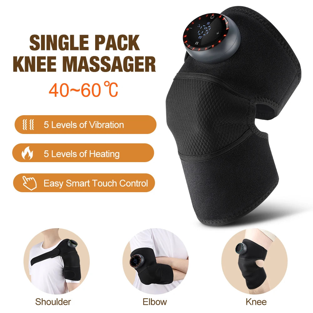 3-in-1 Electric Knee Pad Massager with 5-Level Vibration Cordless Hot Compress for Shoulder Elbow Muscle Joint Relaxation