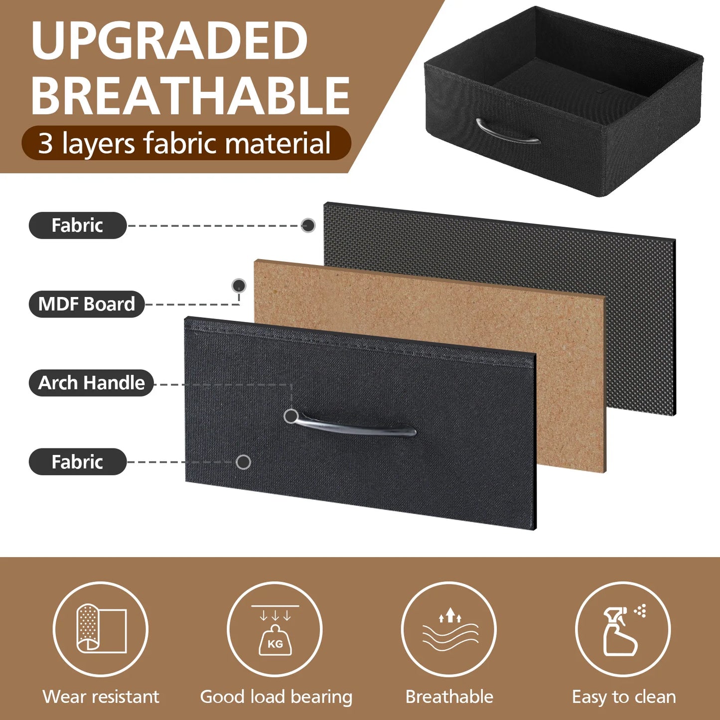 JHK 3 Fabric Drawers Cabinets with Charging Station Bedside End Table with USB/Type-C Ports Outlets Nightstand for Furniture