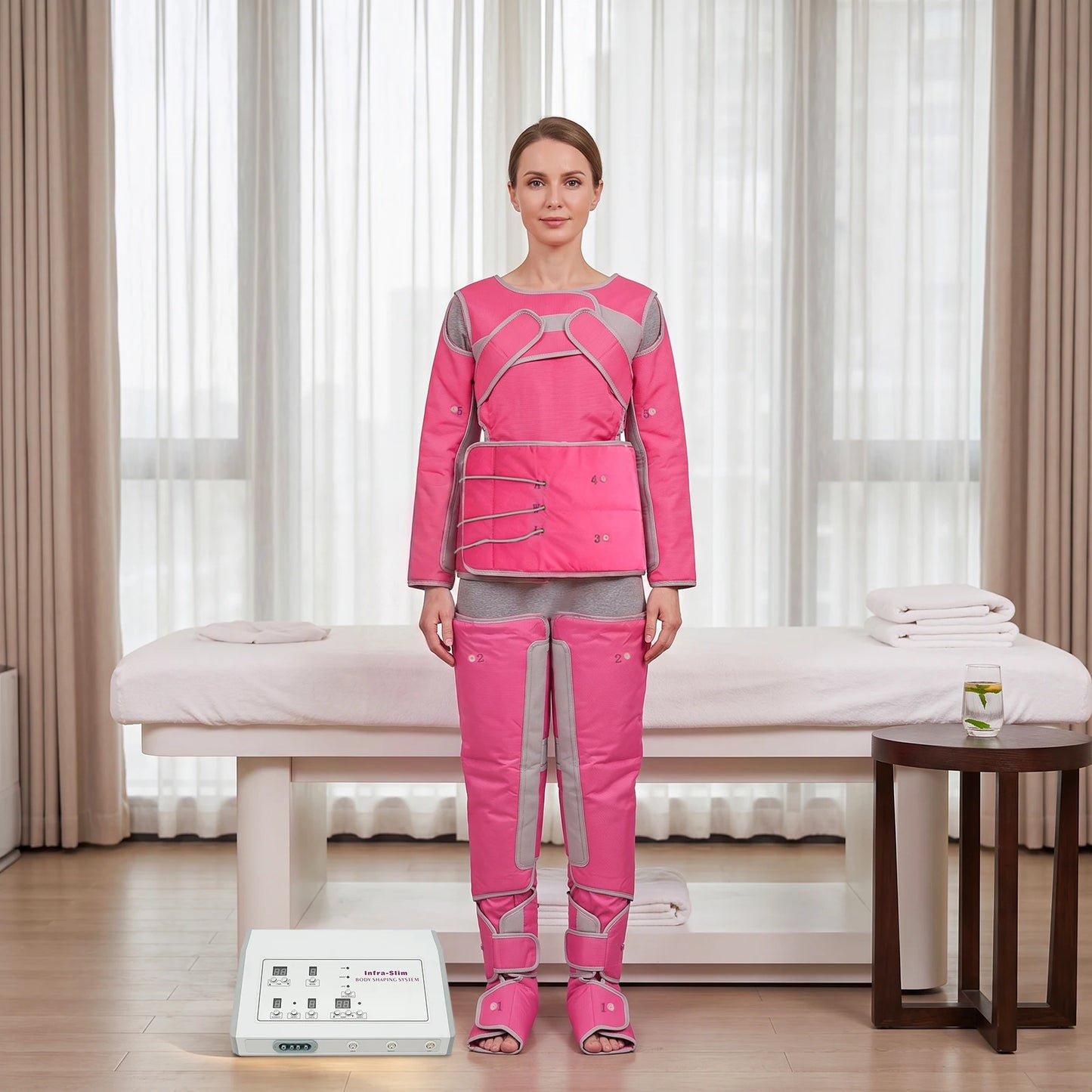 Air Pressure Body Slimming Suit, 7 Levels Adjustable Pressotherapy Heating Massage Device 400W for Home Beauty Salon Spa Relief