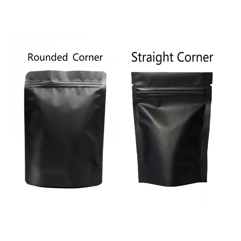 100pcs Premium Matte Black Stand Up Mylar Bags, Aluminum Foil Lined Smell Proof Ziplock Pouches - Best for Coffee & Food Storage