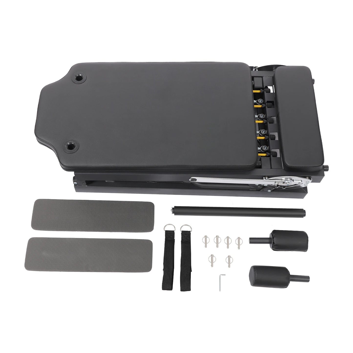 Foldable Pilates Reformer Machine Portable Fitness Equipment Multifunctional Yoga Fitness Equipment Pilates Exercise Equipment Grey/Black Use in Homes/Offices/Yoga Studios/Gyms