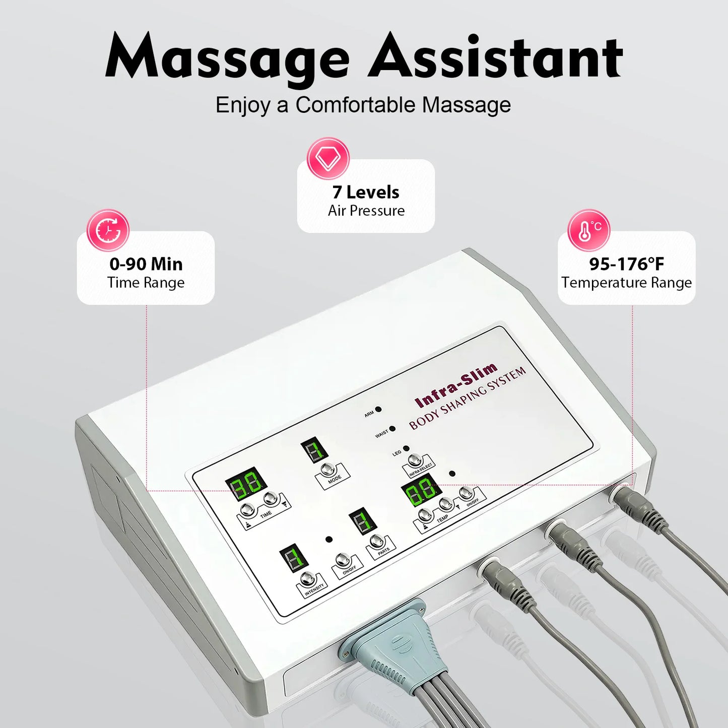 Air Pressure Body Slimming Suit, 7 Levels Adjustable Pressotherapy Heating Massage Device 400W for Home Beauty Salon Spa Relief