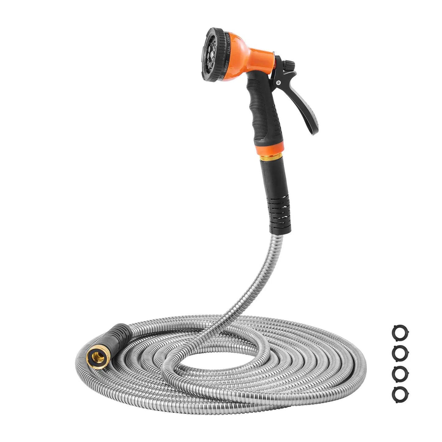 Metal Garden Hose 75 ft, Rust Proof Stainless Steel Water Hose, Heavy Duty Backyard Hose with 10 Function Nozzle, No-Kink & Flexible Water Pipe, Lightweight Metal Hose for Yard, Outdoor