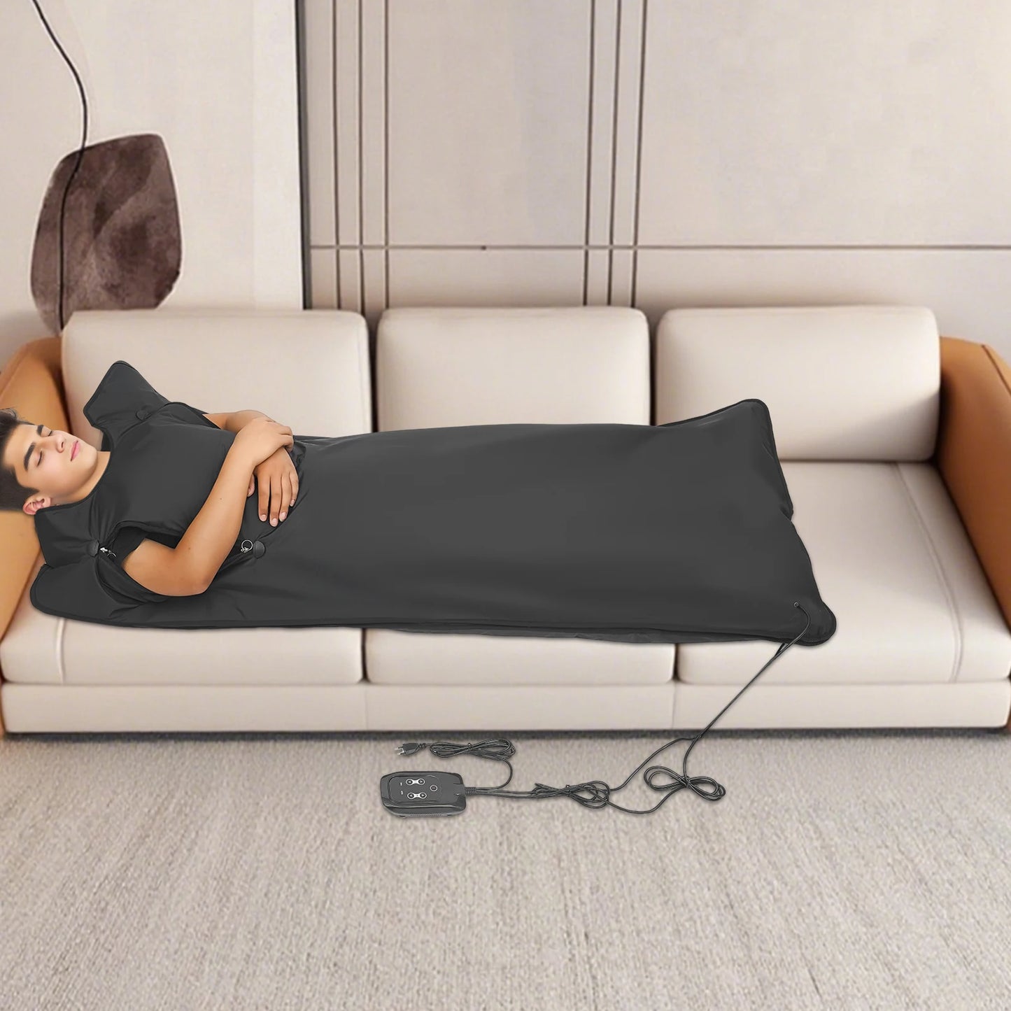 Portable Folding Sauna Blanket 180*80cm, 500W Timeable Heating Blanket Sweat Steam Bag with Remote for Detox Spa Fatigue Relief
