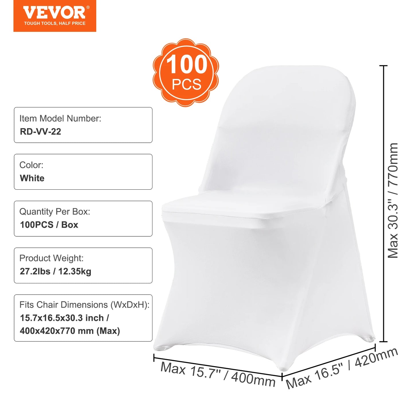 SucceBuy 12-100PcsWedding Chair Covers Spandex Stretch Slipcover for Restaurant Banquet Hotel Dining Party Universal Chair Cover