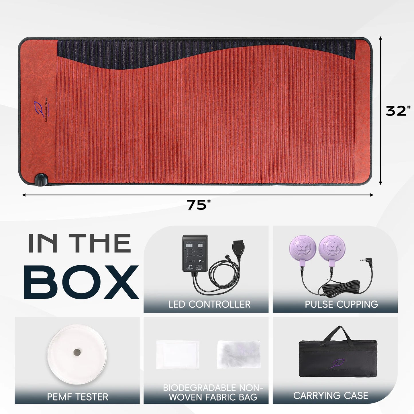 Luxuryade D190 Pemf  Amethyst Mat Far Infrared Bio Therapy Heating Tourmaline Crystal Body Massage Mattress
