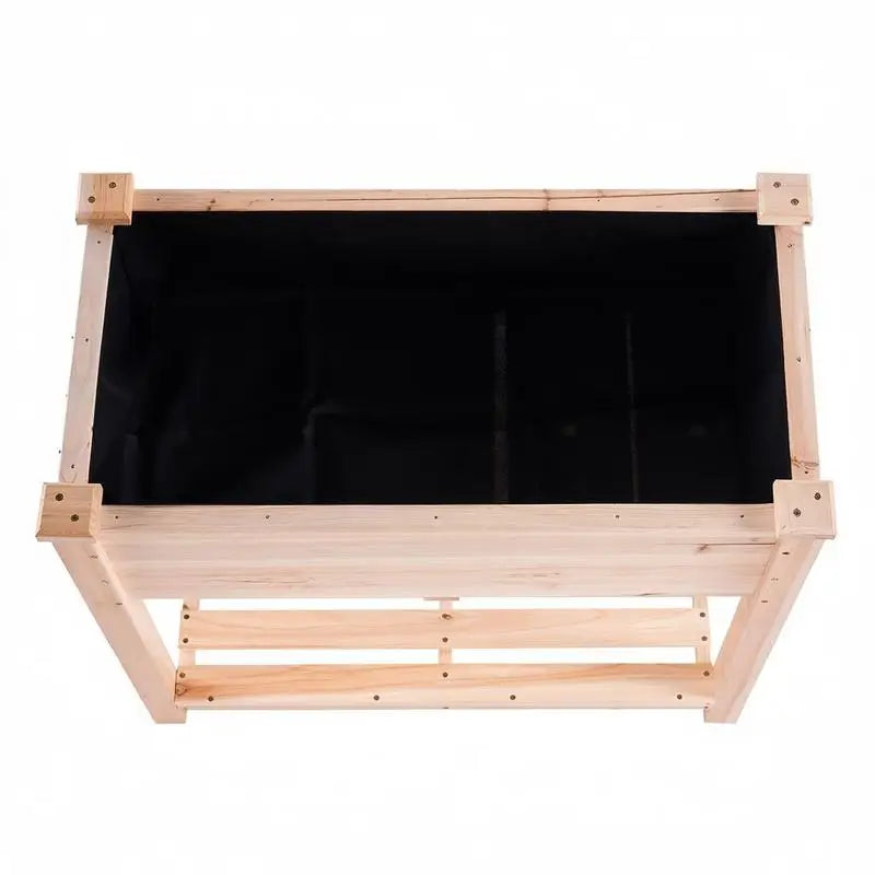 Elevated Wooden Planter 34x18x30in For Backyard Garden Patio, Solid Fir Wood Rectangular Vegetable Trough Legged Herb Flower Box Natural Finish