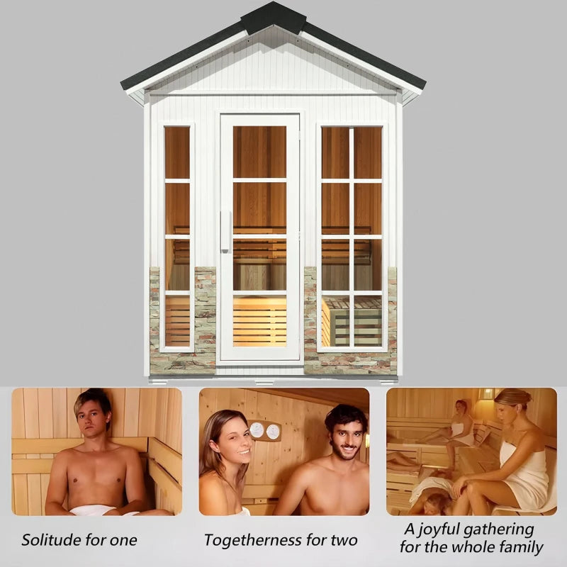 Factory Customized Outdoor Wood Sauna 3-4 Person Sauna Room with Roof Traditional Home Wooden Saunas Spa with 6kW Harvia Heater﻿