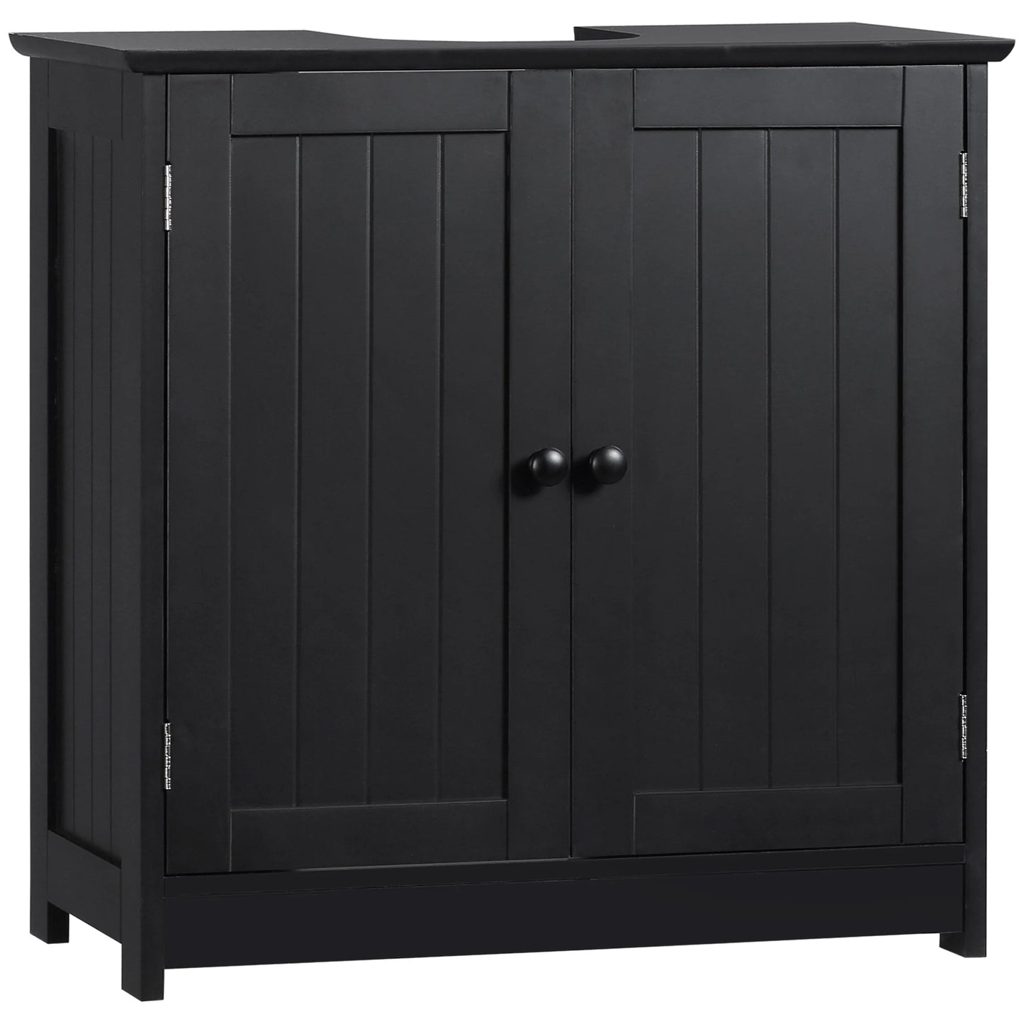 Homcom under Sink Bathroom Cabinet with 2 Doors and Shelf, Pedestal Sink Bathroom Vanity Cabinet, Black