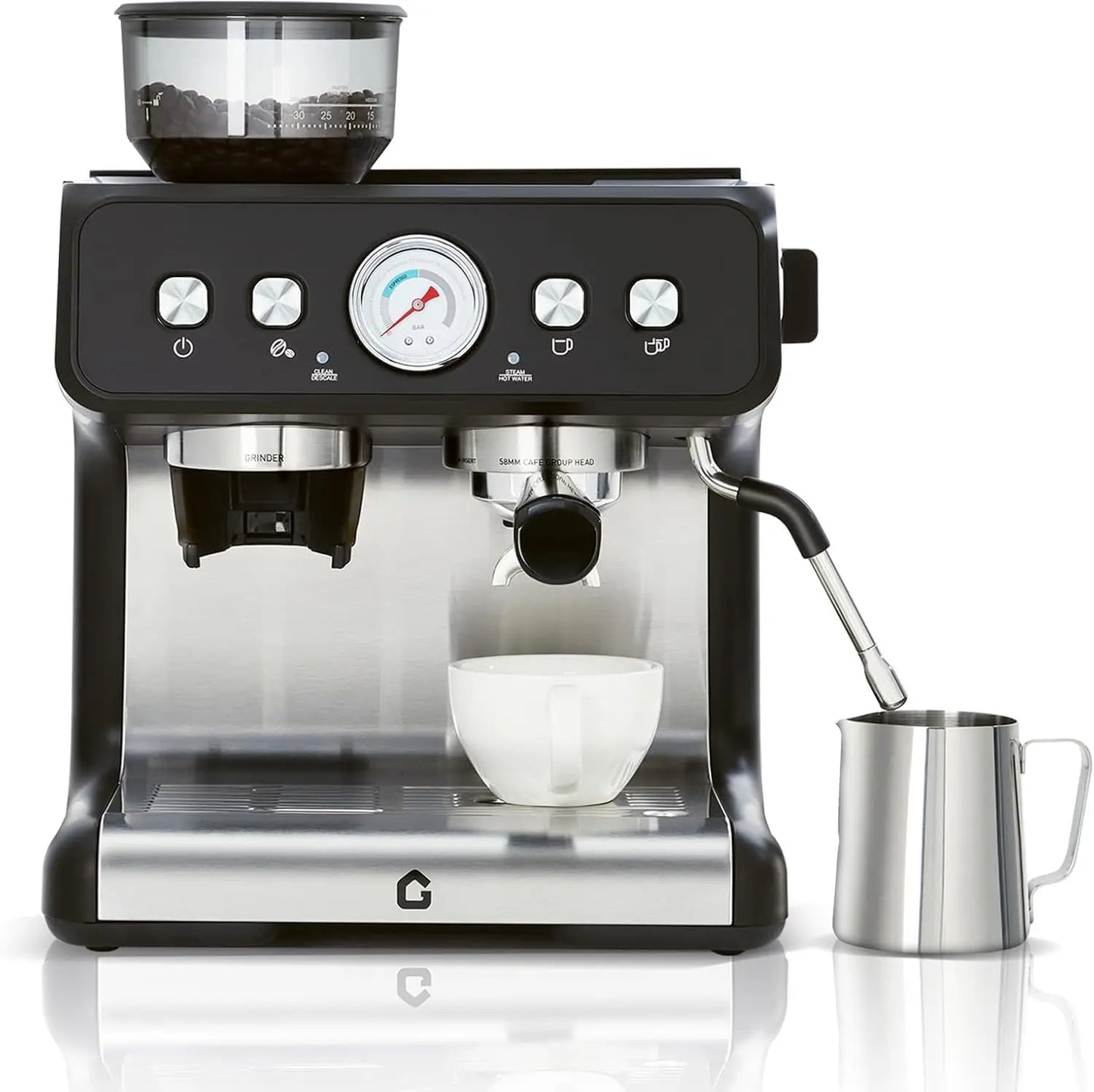 Espresso Machine With Grinder 20 Bar Stainless Steel Pressure Maker Featuring Removable 2.8L Water Tank Adjustable Shot Volume Professional For Home Barista And Office