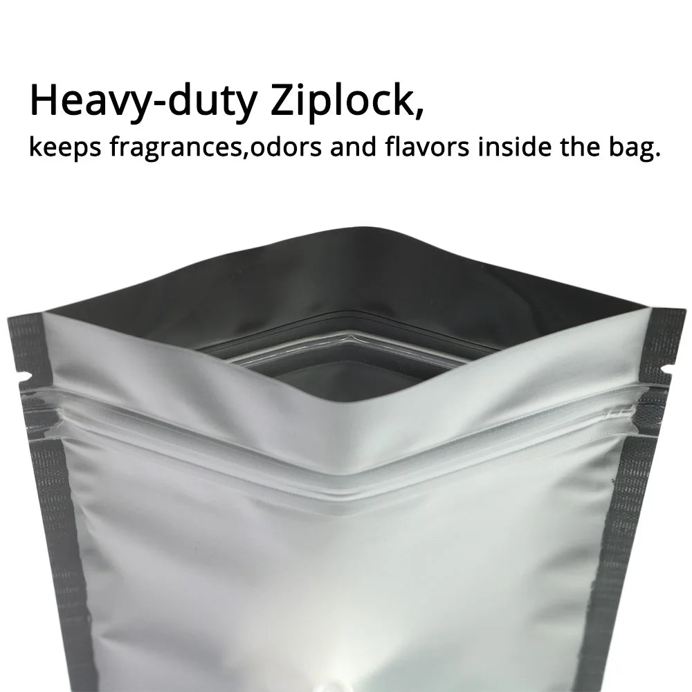 Resealable Zip Lock Bags Food Product Heat Sealable Packing Bag, 100PCS PET Plastic Mylar Pouch with Frosted Window