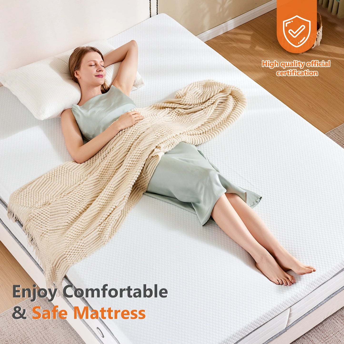 MCQ 2 Inch with Cloth Cover Memory Foam Bed Mattress Gel Breathable Cooling Mattress Soft Bed Topper Home Bedroom Furniture